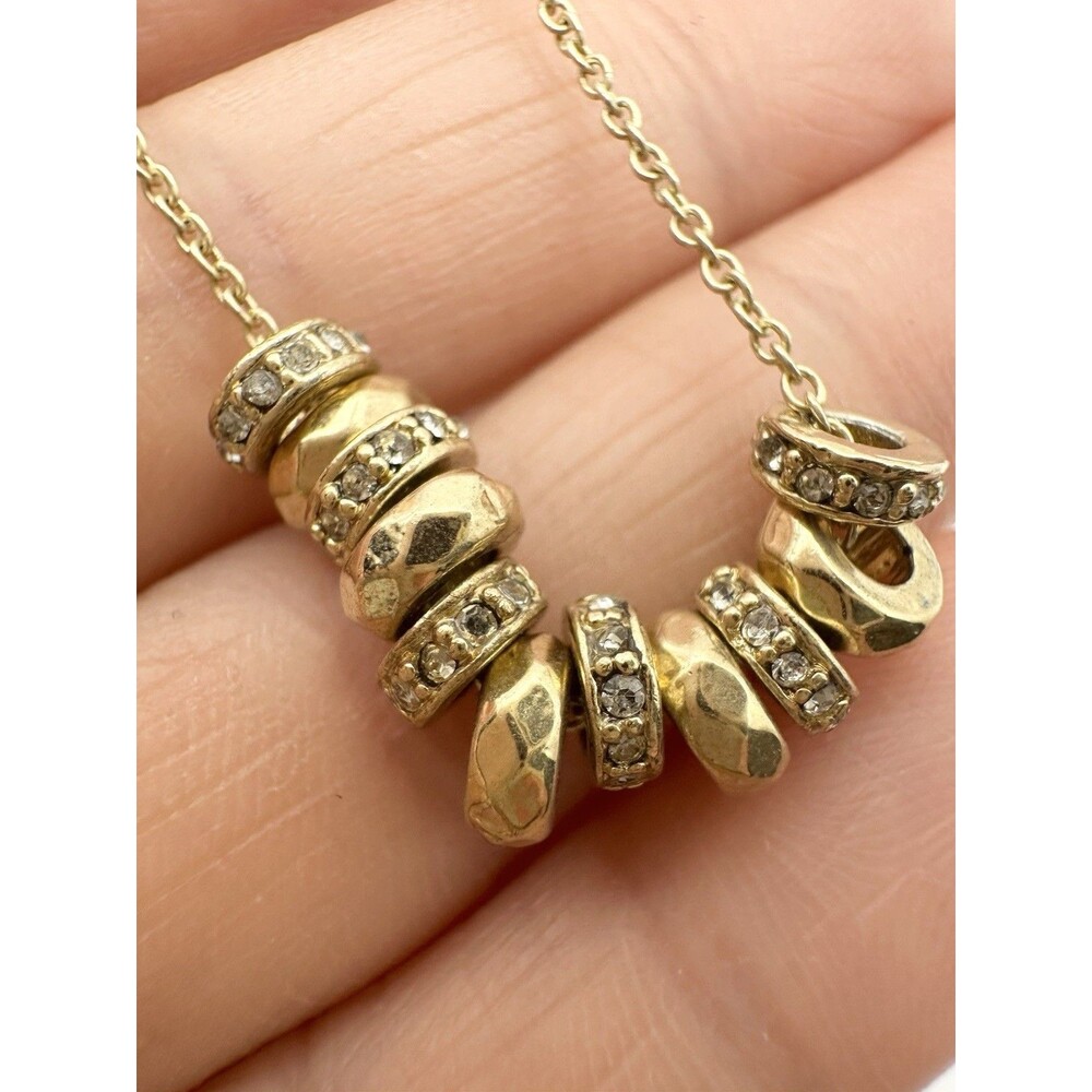 925 Sterling Silver Gold Vermeil Circle Charm Bead Necklace 18”